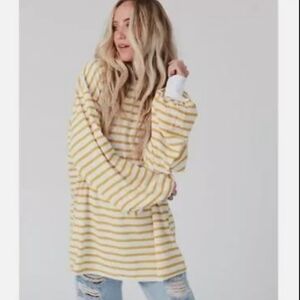 Three Bird Nest Yellow Striped Sweatshirt